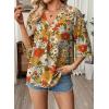 image:imageEVALESS Summer Boho Tops for Women 2026 Trendy 34 Length Sleeve Womens Tops Flowy Floral Print V Neck Bohemian Blouses1a Yellow