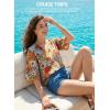 image:imageEVALESS Summer Boho Tops for Women 2026 Trendy 34 Length Sleeve Womens Tops Flowy Floral Print V Neck Bohemian Blouses1a Yellow