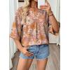 image:imageEVALESS Summer Boho Tops for Women 2026 Trendy 34 Length Sleeve Womens Tops Flowy Floral Print V Neck Bohemian Blouses2a Beige