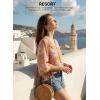 image:imageEVALESS Summer Boho Tops for Women 2026 Trendy 34 Length Sleeve Womens Tops Flowy Floral Print V Neck Bohemian Blouses2a Beige