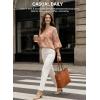 image:imageEVALESS Summer Boho Tops for Women 2026 Trendy 34 Length Sleeve Womens Tops Flowy Floral Print V Neck Bohemian Blouses2a Beige