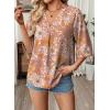 image:imageEVALESS Summer Boho Tops for Women 2026 Trendy 34 Length Sleeve Womens Tops Flowy Floral Print V Neck Bohemian Blouses2a Beige