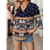 image:imageEVALESS Summer Boho Tops for Women 2026 Trendy 34 Length Sleeve Womens Tops Flowy Floral Print V Neck Bohemian BlousesBlack
