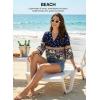 image:imageEVALESS Summer Boho Tops for Women 2026 Trendy 34 Length Sleeve Womens Tops Flowy Floral Print V Neck Bohemian BlousesBlack