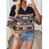 image:imageEVALESS Summer Boho Tops for Women 2026 Trendy 34 Length Sleeve Womens Tops Flowy Floral Print V Neck Bohemian BlousesBlack