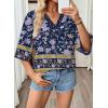 image:imageEVALESS Summer Boho Tops for Women 2026 Trendy 34 Length Sleeve Womens Tops Flowy Floral Print V Neck Bohemian BlousesBlue
