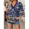 image:imageEVALESS Summer Boho Tops for Women 2026 Trendy 34 Length Sleeve Womens Tops Flowy Floral Print V Neck Bohemian BlousesBlue