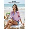 image:imageEVALESS Summer Boho Tops for Women 2026 Trendy 34 Length Sleeve Womens Tops Flowy Floral Print V Neck Bohemian BlousesPink
