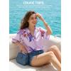 image:imageEVALESS Summer Boho Tops for Women 2026 Trendy 34 Length Sleeve Womens Tops Flowy Floral Print V Neck Bohemian BlousesPink