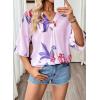 image:imageEVALESS Summer Boho Tops for Women 2026 Trendy 34 Length Sleeve Womens Tops Flowy Floral Print V Neck Bohemian BlousesPink