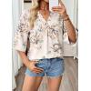 image:imageEVALESS Summer Boho Tops for Women 2026 Trendy 34 Length Sleeve Womens Tops Flowy Floral Print V Neck Bohemian BlousesWhite