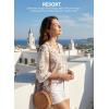 image:imageEVALESS Summer Boho Tops for Women 2026 Trendy 34 Length Sleeve Womens Tops Flowy Floral Print V Neck Bohemian BlousesWhite