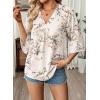image:imageEVALESS Summer Boho Tops for Women 2026 Trendy 34 Length Sleeve Womens Tops Flowy Floral Print V Neck Bohemian BlousesWhite