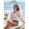 image:imageEVALESS Summer Boho Tops for Women 2026 Trendy 34 Length Sleeve Womens Tops Flowy Floral Print V Neck Bohemian BlousesWhite