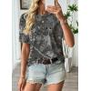 image:imageEVALESS Womens Camo Shirt Summer Graphic Tee Crewneck Short Sleeve Oversized Maple Leaf Camouflage Print TopsBlack Camo