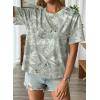 image:imageEVALESS Womens Camo Shirt Summer Graphic Tee Crewneck Short Sleeve Oversized Maple Leaf Camouflage Print TopsGray Green Camo