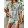 image:imageEVALESS Womens Camo Shirt Summer Graphic Tee Crewneck Short Sleeve Oversized Maple Leaf Camouflage Print TopsGray Green Camo
