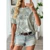 image:imageEVALESS Womens Camo Shirt Summer Graphic Tee Crewneck Short Sleeve Oversized Maple Leaf Camouflage Print TopsGray Green Camo