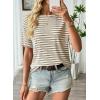 image:imageEVALESS Womens Camo Shirt Summer Graphic Tee Crewneck Short Sleeve Oversized Maple Leaf Camouflage Print TopsKhaki Stripe