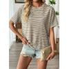 image:imageEVALESS Womens Camo Shirt Summer Graphic Tee Crewneck Short Sleeve Oversized Maple Leaf Camouflage Print TopsKhaki Stripe