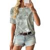 image:imageEVALESS Womens Camo Shirt Summer Graphic Tee Crewneck Short Sleeve Oversized Maple Leaf Camouflage Print TopsGray Green Camo