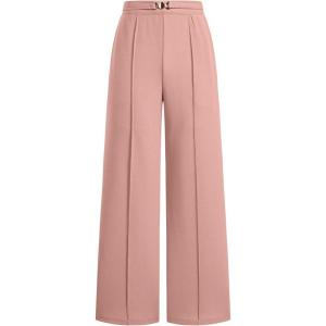image:imageEVAELSS Wide Leg Pants Women Straight Elastic High Waisted Work Slacks Business Casual Pleated Dress Pants TrousersPink