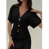 image:imageEVALESS Blouses for Women Dressy Casual Summer Button Down Shirts Short Sleeve Business Work Tops
