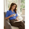 image:imageEVALESS Blouses for Women Dressy Casual Summer Short Sleeve Button Down Shirts Business Work TopsBlue