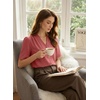image:imageEVALESS Blouses for Women Dressy Casual Summer Short Sleeve Button Down Shirts Business Work TopsMineral Red