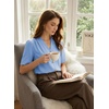 image:imageEVALESS Blouses for Women Dressy Casual Summer Short Sleeve Button Down Shirts Business Work TopsSky Blue