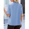 image:imageEVALESS Blouses for Women Dressy Casual Summer Short Sleeve Button Down Shirts Business Work TopsSky Blue