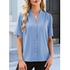 image:imageEVALESS Blouses for Women Dressy Casual Summer Short Sleeve Button Down Shirts Business Work TopsSky Blue