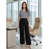 image:imageEVALESS Blouses for Women Dressy Casual Summer Short Sleeve Button Down Shirts Business Work TopsZ Blackplaid