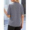 image:imageEVALESS Blouses for Women Dressy Casual Summer Short Sleeve Button Down Shirts Business Work TopsZ Blackplaid