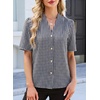 image:imageEVALESS Blouses for Women Dressy Casual Summer Short Sleeve Button Down Shirts Business Work TopsZ Blackplaid