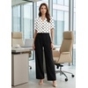 image:imageEVALESS Blouses for Women Dressy Casual Summer Short Sleeve Button Down Shirts Business Work TopsZ Whitepolka Dots