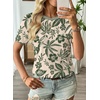 image:imageEVALESS Womens Summer Tops Casual Graphic Tees Crewneck Short Sleeve Shirts Spring 2026 Fashion T ShirtsGreen Floral