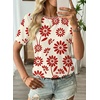 image:imageEVALESS Womens Summer Tops Casual Graphic Tees Crewneck Short Sleeve Shirts Spring 2026 Fashion T ShirtsRed Floral