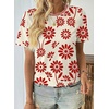 image:imageEVALESS Womens Summer Tops Casual Graphic Tees Crewneck Short Sleeve Shirts Spring 2026 Fashion T ShirtsRed Floral