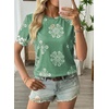 image:imageEVALESS Womens Summer Tops Casual Graphic Tees Crewneck Short Sleeve Shirts Spring 2026 Fashion T ShirtsSage Green
