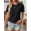 image:imageEVALESS Womens Summer Tops Casual Graphic Tees Crewneck Short Sleeve Shirts Spring 2026 Fashion T ShirtsY Black