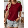 image:imageEVALESS Womens Summer Tops Casual Graphic Tees Crewneck Short Sleeve Shirts Spring 2026 Fashion T ShirtsY Burgundy