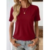 image:imageEVALESS Womens Summer Tops Casual Graphic Tees Crewneck Short Sleeve Shirts Spring 2026 Fashion T ShirtsY Burgundy