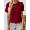 image:imageEVALESS Womens Summer Tops Casual Graphic Tees Crewneck Short Sleeve Shirts Spring 2026 Fashion T ShirtsY Burgundy