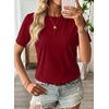 image:imageEVALESS Womens Summer Tops Casual Graphic Tees Crewneck Short Sleeve Shirts Spring 2026 Fashion T ShirtsY Burgundy