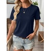 image:imageEVALESS Womens Summer Tops Casual Graphic Tees Crewneck Short Sleeve Shirts Spring 2026 Fashion T ShirtsY Navy Blue