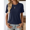 image:imageEVALESS Womens Summer Tops Casual Graphic Tees Crewneck Short Sleeve Shirts Spring 2026 Fashion T ShirtsY Navy Blue
