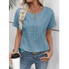image:imageEVALESS Womens Tops Summer Trendy Dressy Casual Boho V Neck Short Sleeve Shirts Work Business Cute Loose BlousesBeau Blue