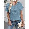 image:imageEVALESS Womens Tops Summer Trendy Dressy Casual Boho V Neck Short Sleeve Shirts Work Business Cute Loose BlousesBeau Blue