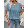 image:imageEVALESS Womens Tops Summer Trendy Dressy Casual Boho V Neck Short Sleeve Shirts Work Business Cute Loose BlousesBeau Blue